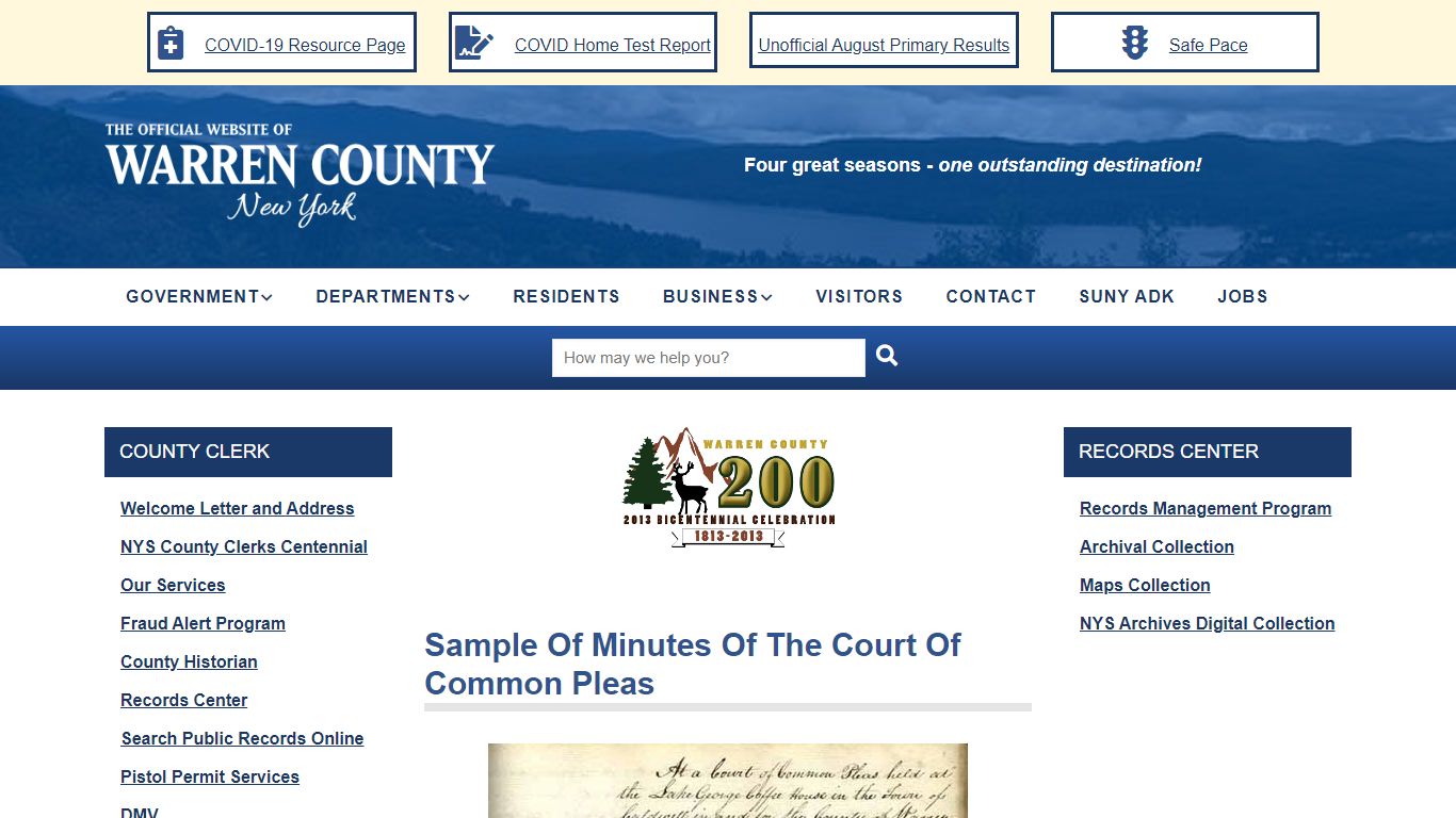 Sample of Minutes of the Court of Common Pleas | Warren County